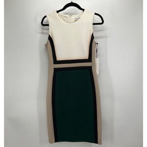 Calvin Klein Cream Colorblock Dress Sz 8